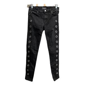 Tripp NYC Daang Goodman Y2K Vtg Black Side‎ Grommets Skinny Women's Pants Size 3